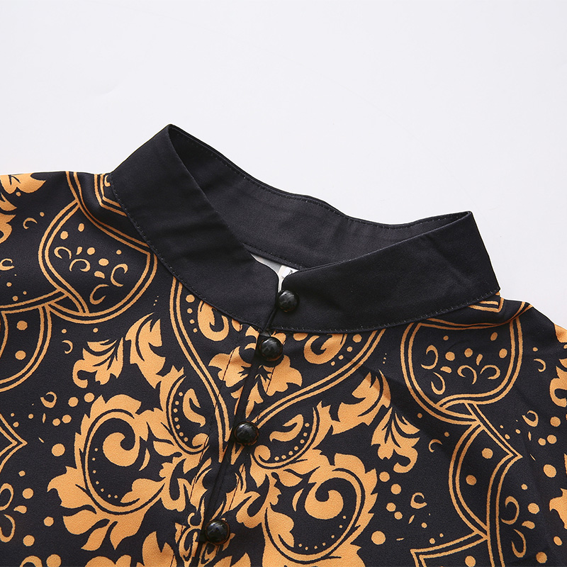 Big skirt retro cstand collar boats sleeve dress