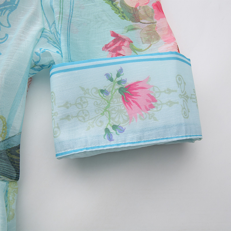 Retro court style printing dress spring long shirt