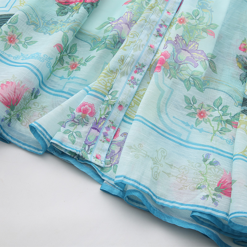 Retro court style printing dress spring long shirt