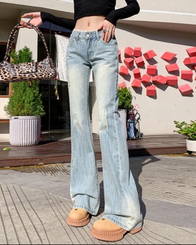 Lace loose flare pants splice American style long pants
