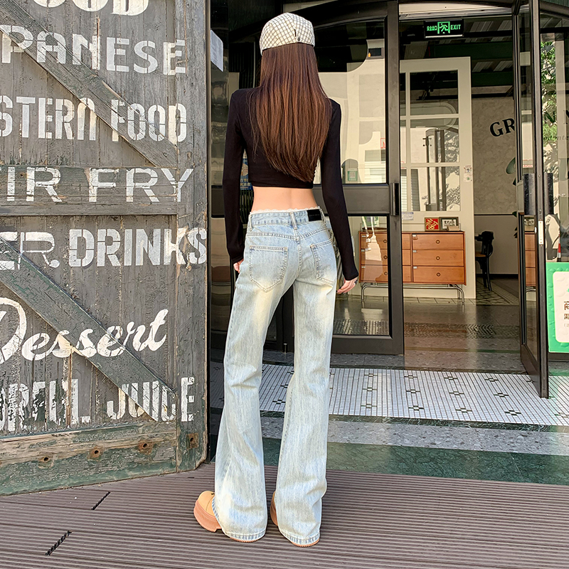 Lace loose flare pants splice American style long pants