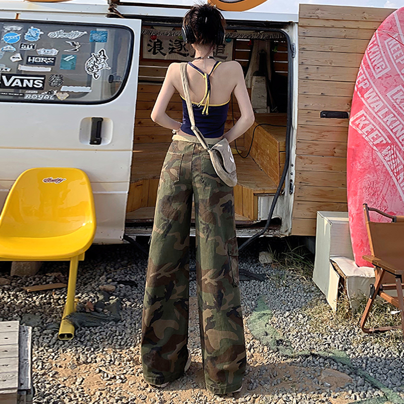 Denim long pants work clothing for women