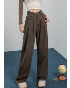 Fold slim long pants high waist pants for women