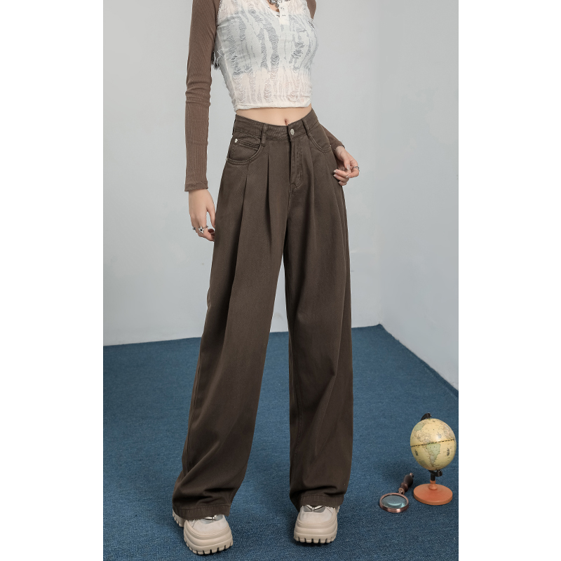 Fold slim long pants high waist pants for women