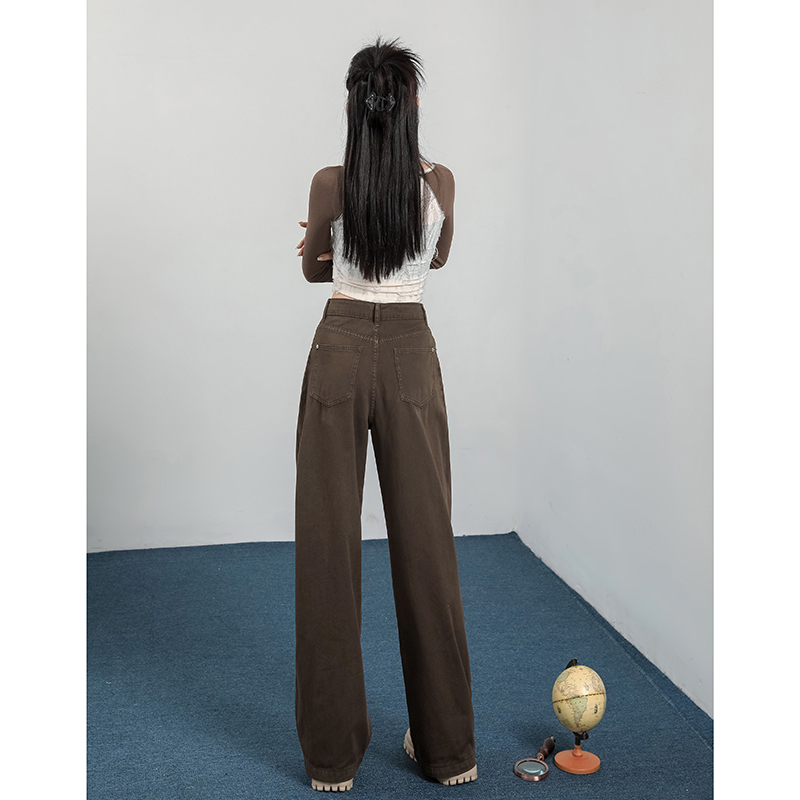 Fold slim long pants high waist pants for women