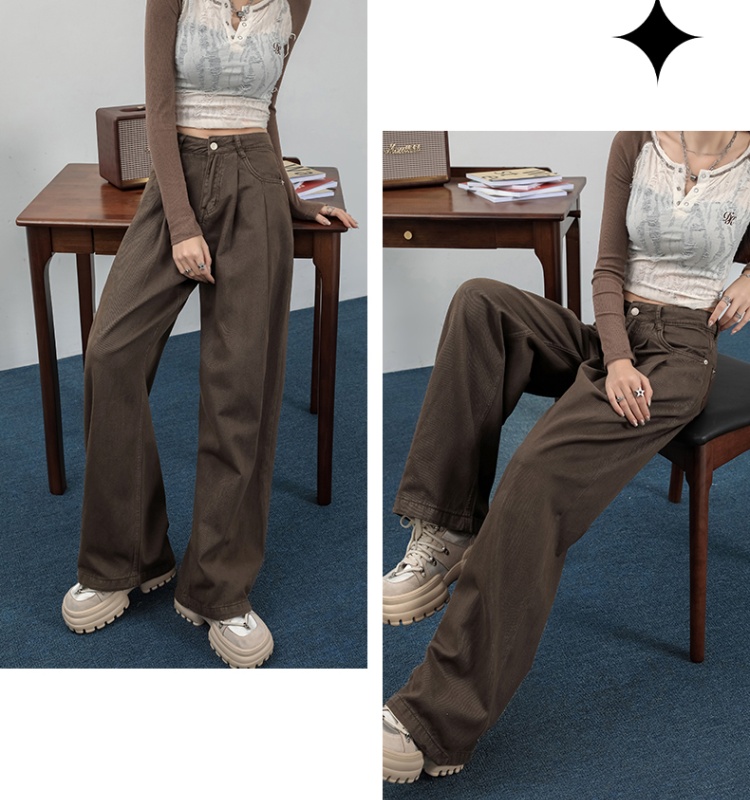 Fold slim long pants high waist pants for women
