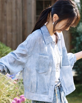 All-match Casual shirt intellectuality blue coat for women