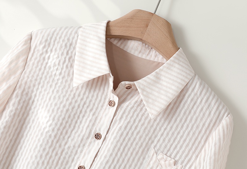 Spring simple tops mixed colors lapel shirt for women