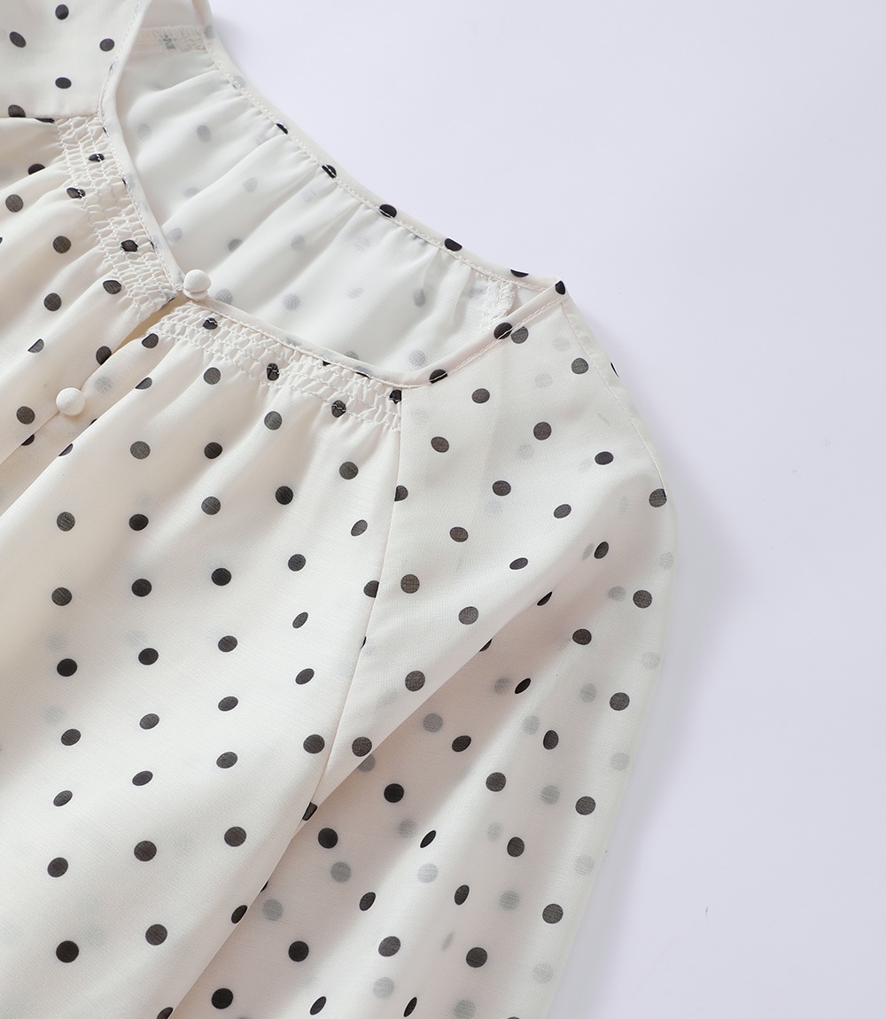 Polka dot chiffon shirt short sleeve shirt for women