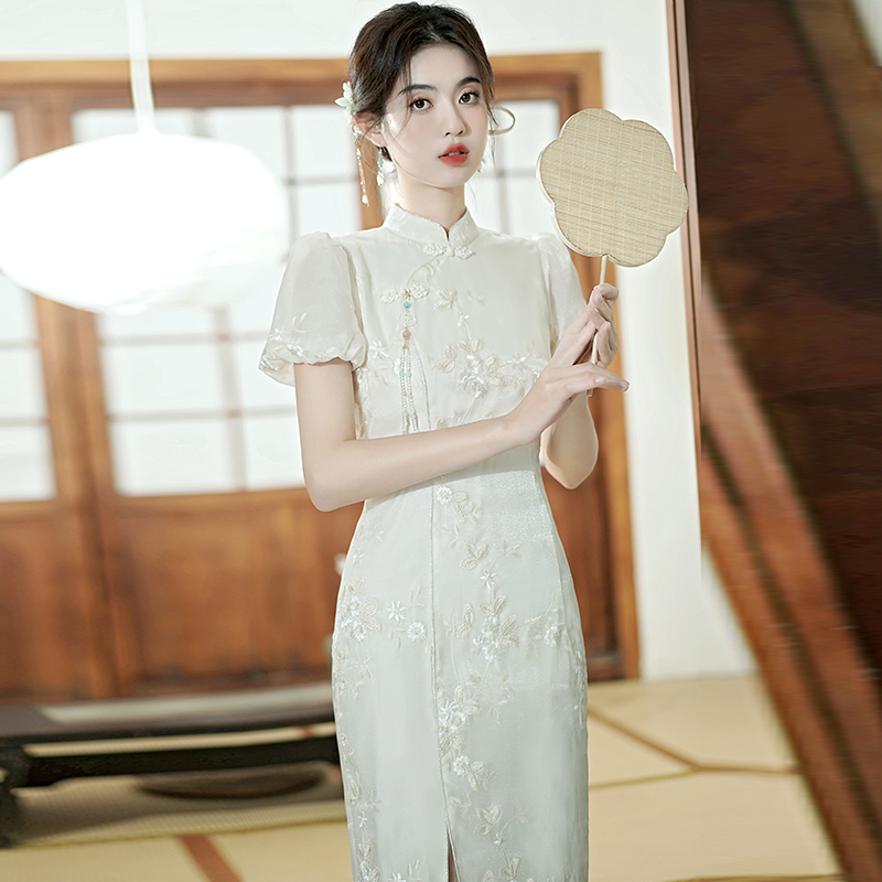 Summer maiden cheongsam embroidery Chinese style dress