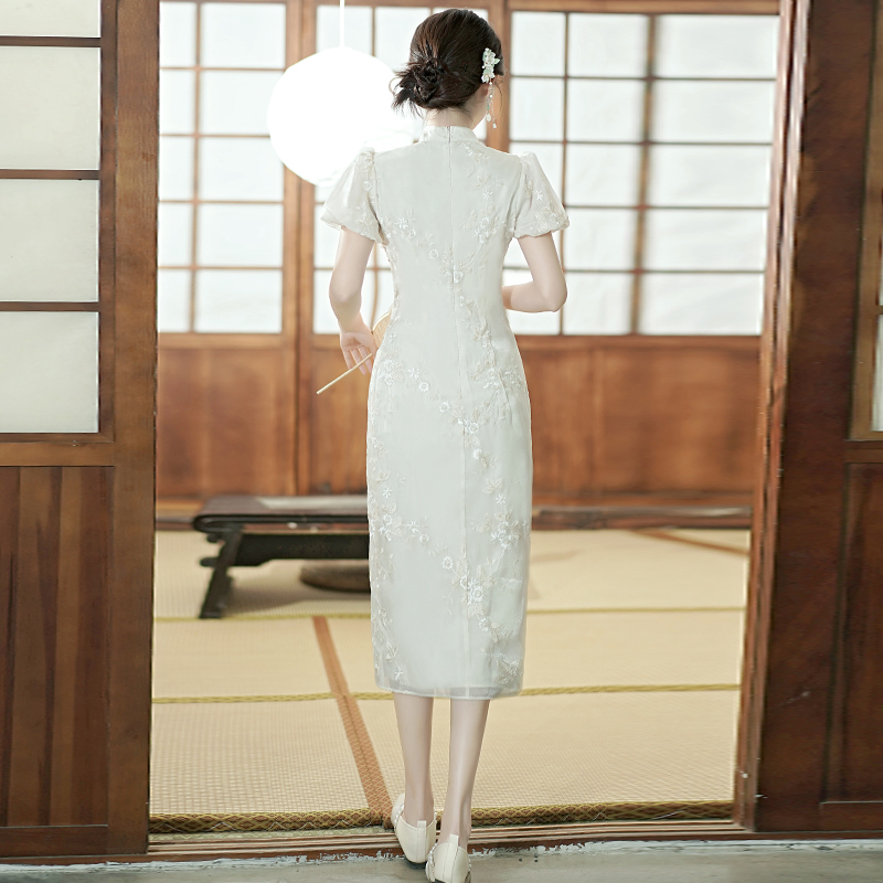 Summer maiden cheongsam embroidery Chinese style dress