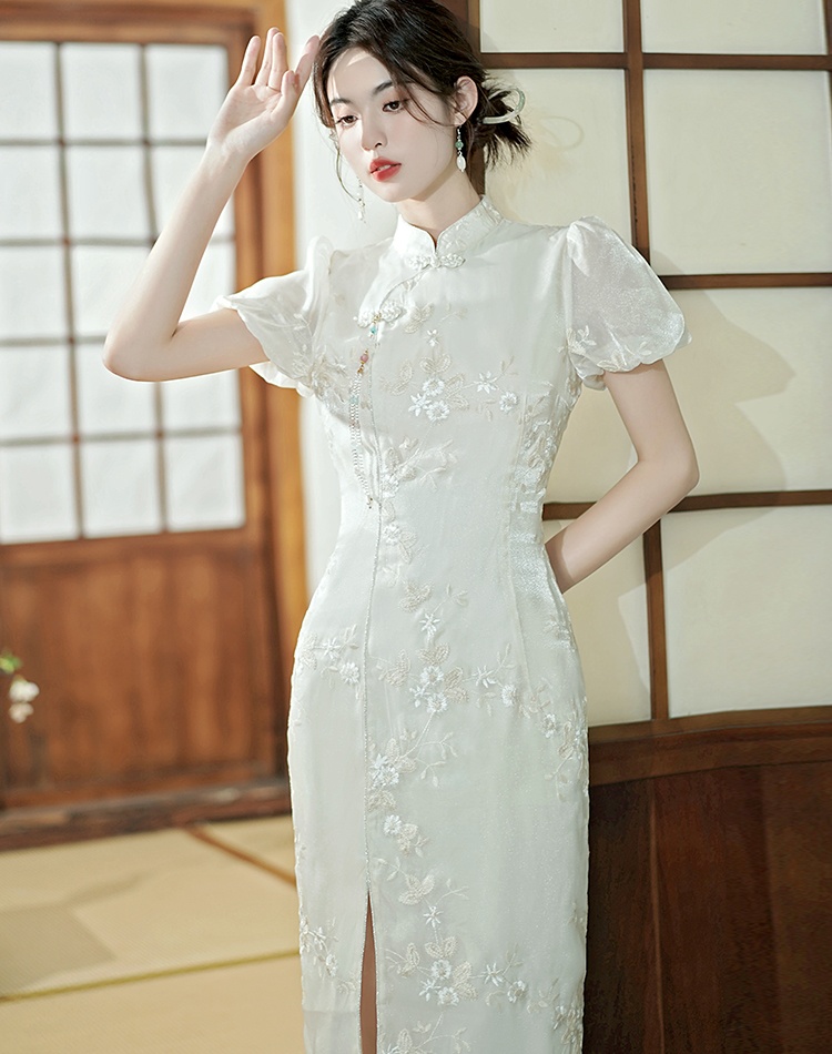 Summer maiden cheongsam embroidery Chinese style dress
