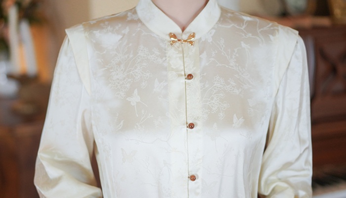 High waist Chinese style shirt slim skirt a set for women