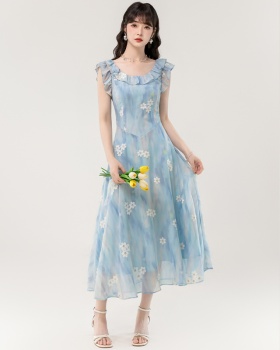 Temperament gradient dress A-line long dress