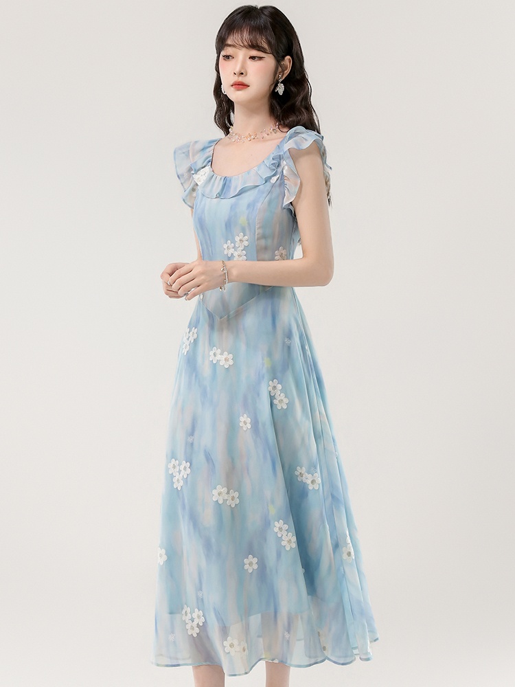 Temperament gradient dress A-line long dress