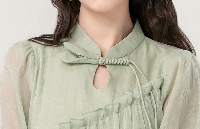 Wood ear green Chinese style fashion summer dress for women