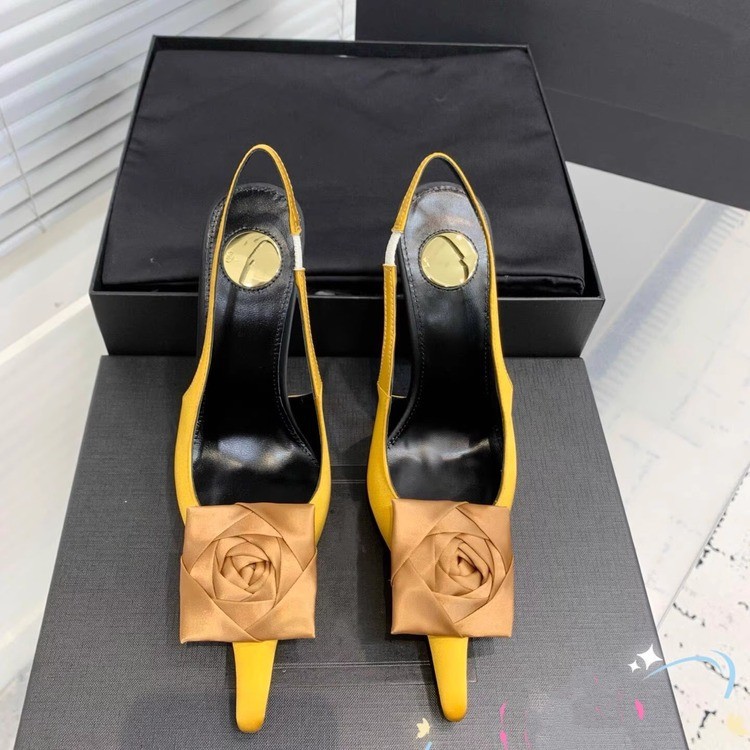 Satin summer lazy shoes fine-root sandals for women