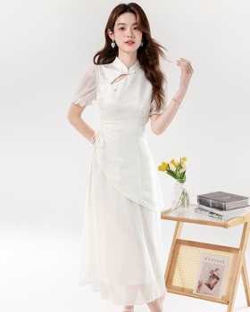 Irregular Pseudo-two dress elegant long cheongsam
