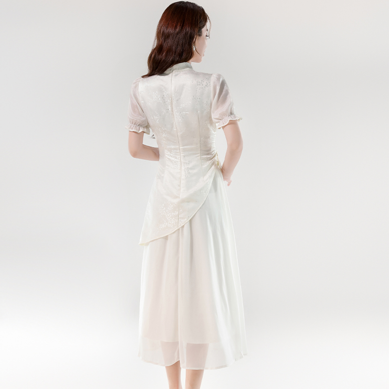 Irregular Pseudo-two dress elegant long cheongsam