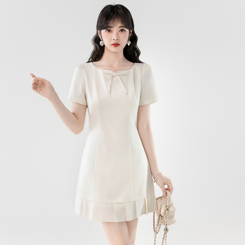 Summer splice spicegirl pleated short sleeve dress