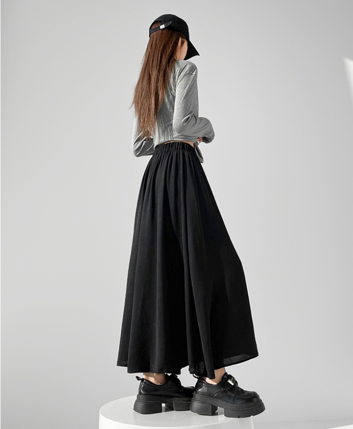 A-line fold wide leg pants high waist long skirt
