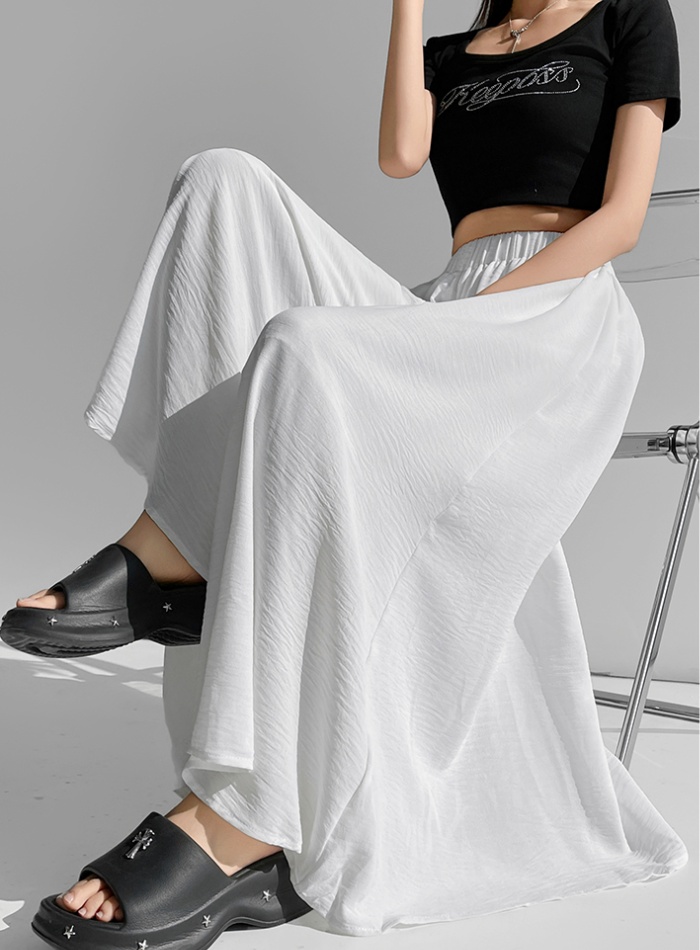 A-line fold wide leg pants high waist long skirt