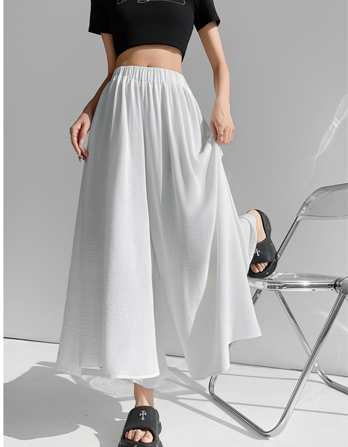A-line fold wide leg pants high waist long skirt