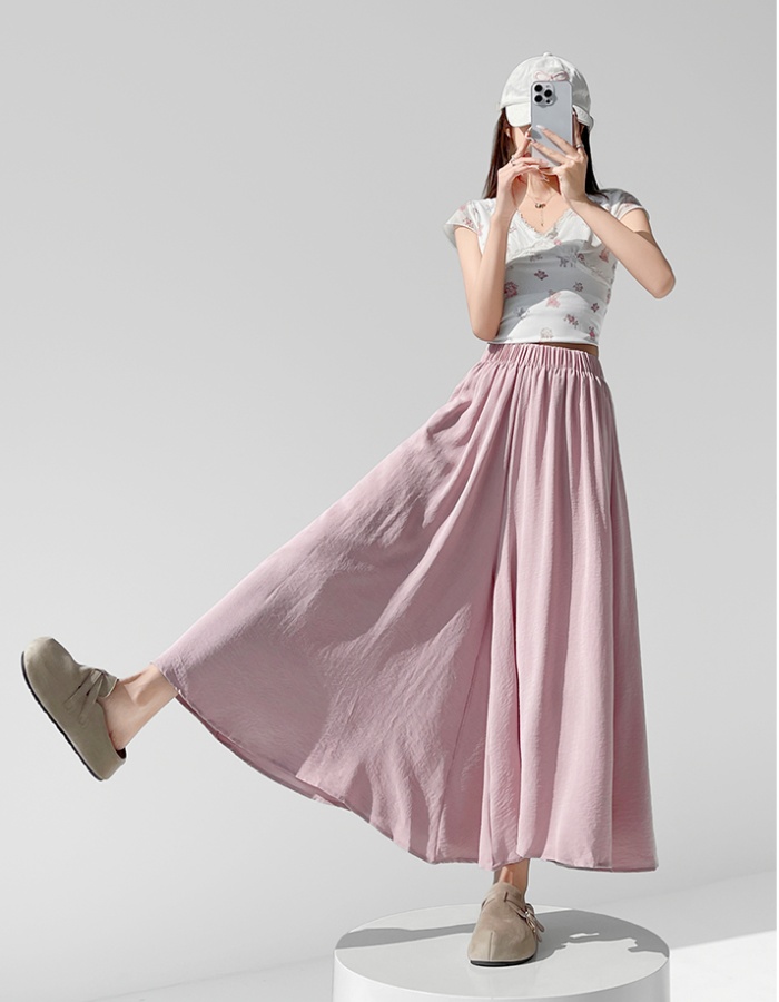 A-line fold wide leg pants high waist long skirt