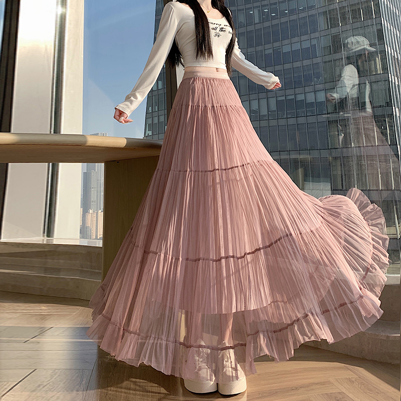 Large yard big skirt tender long dress A-line pure skirt