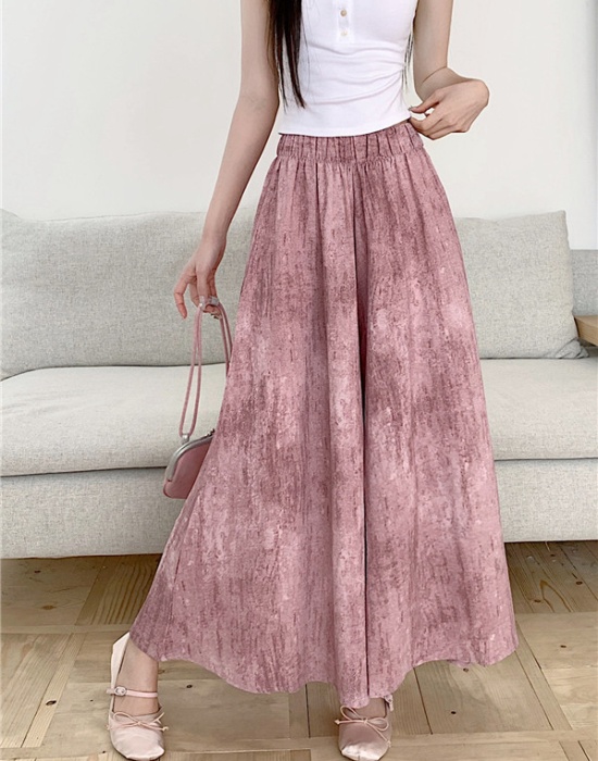 Wide leg big skirt culottes loose ice silk pants for women