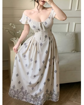 Pinched waist party clothing printing wedding dress