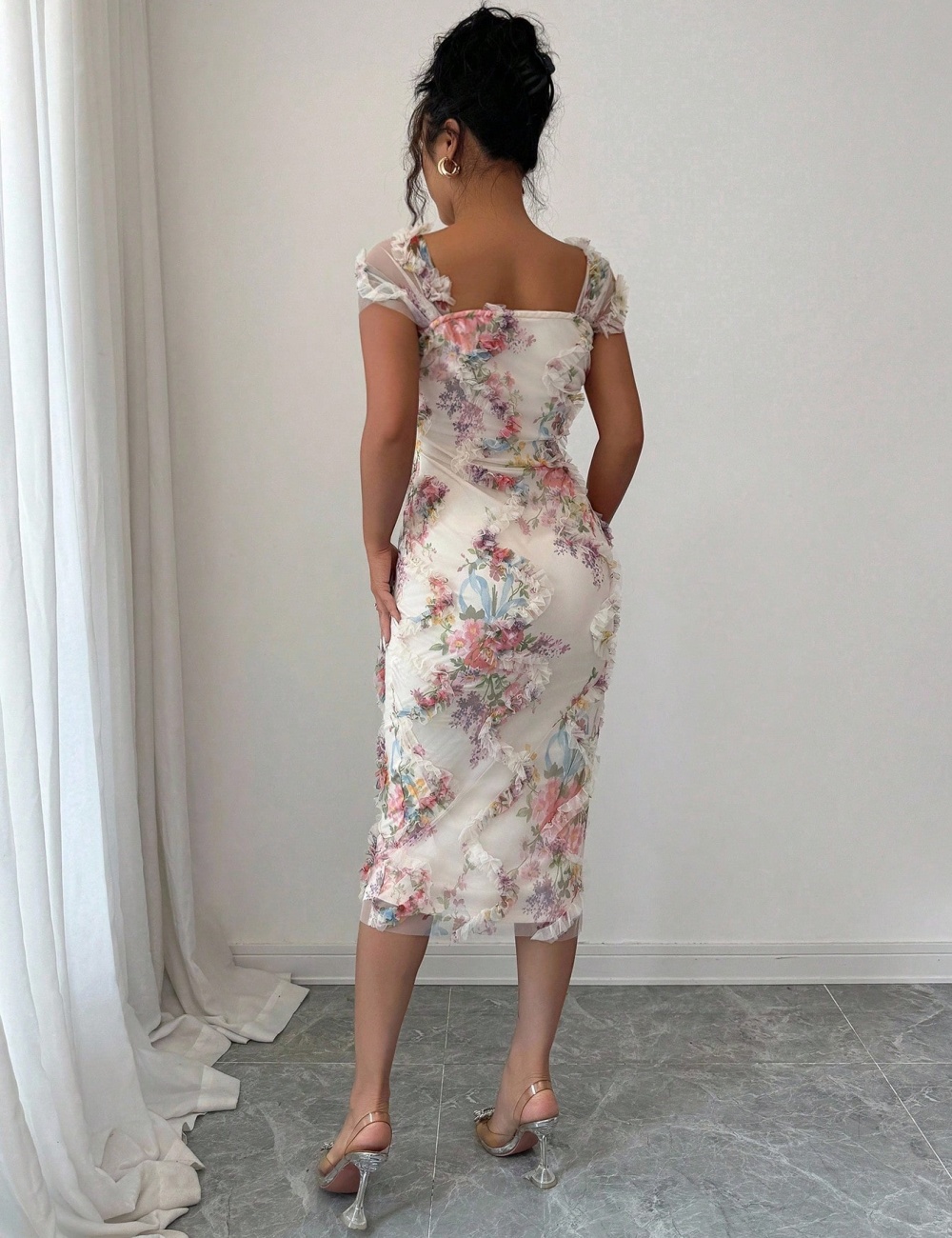 Flowers romantic printing party dress