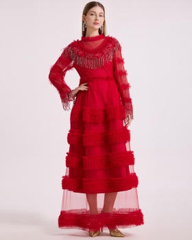 Embroidery tassels court style fashion cake temperament dress