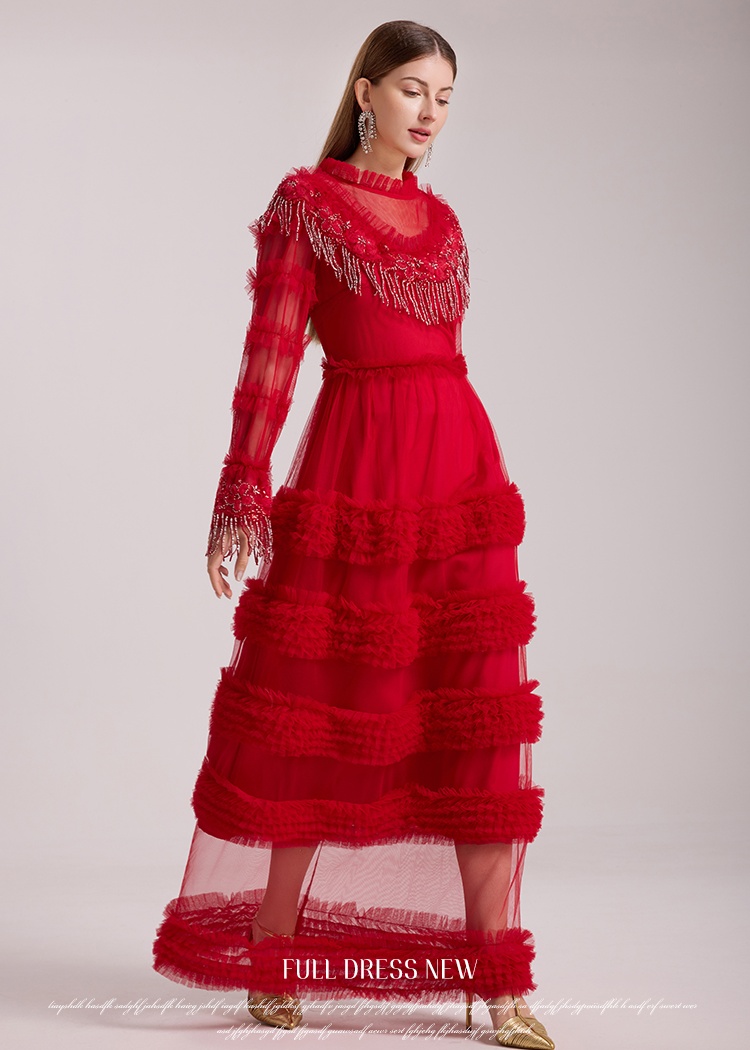 Embroidery tassels court style fashion cake temperament dress