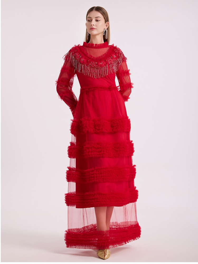 Embroidery tassels court style fashion cake temperament dress