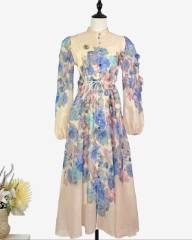 Stereoscopic petal long dress big skirt European style dress