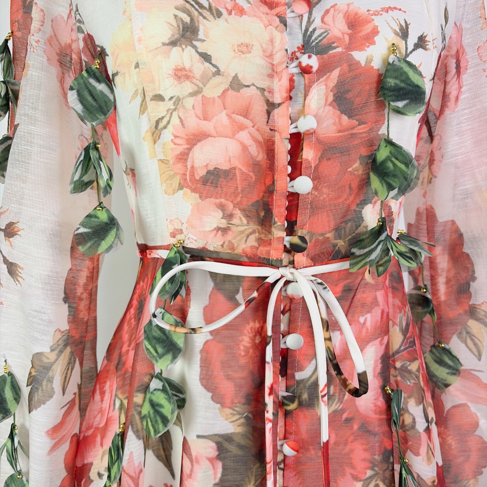 Stereoscopic petal long dress big skirt European style dress