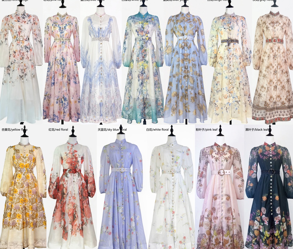 Big skirt France style dress cstand collar summer long dress