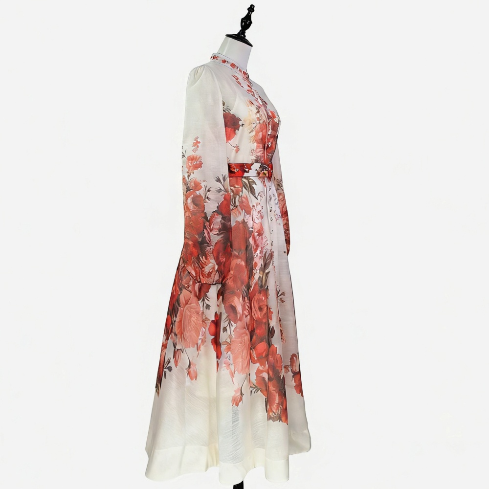 Big skirt France style dress cstand collar summer long dress