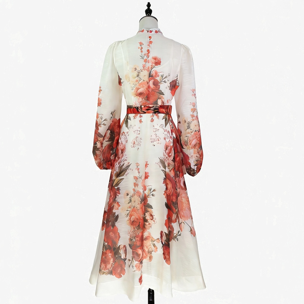 Big skirt France style dress cstand collar summer long dress