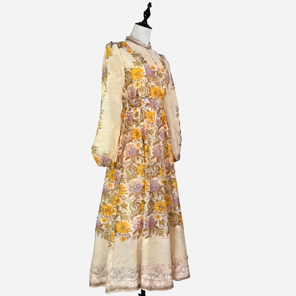 Big skirt France style dress cstand collar summer long dress