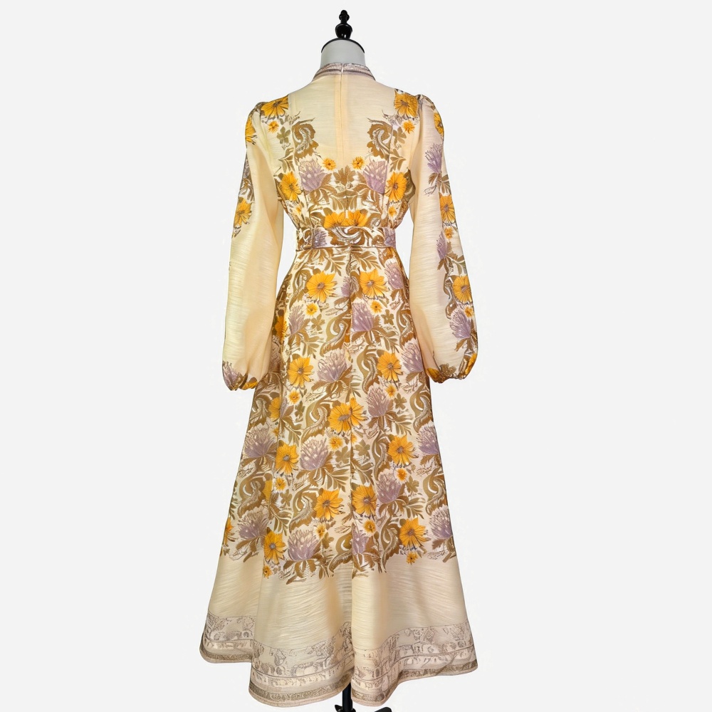 Big skirt France style dress cstand collar summer long dress