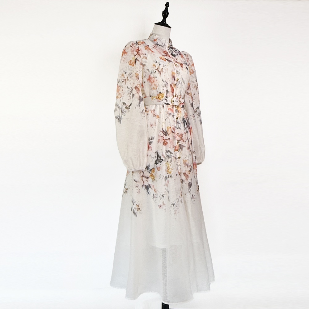 Big skirt France style dress cstand collar summer long dress