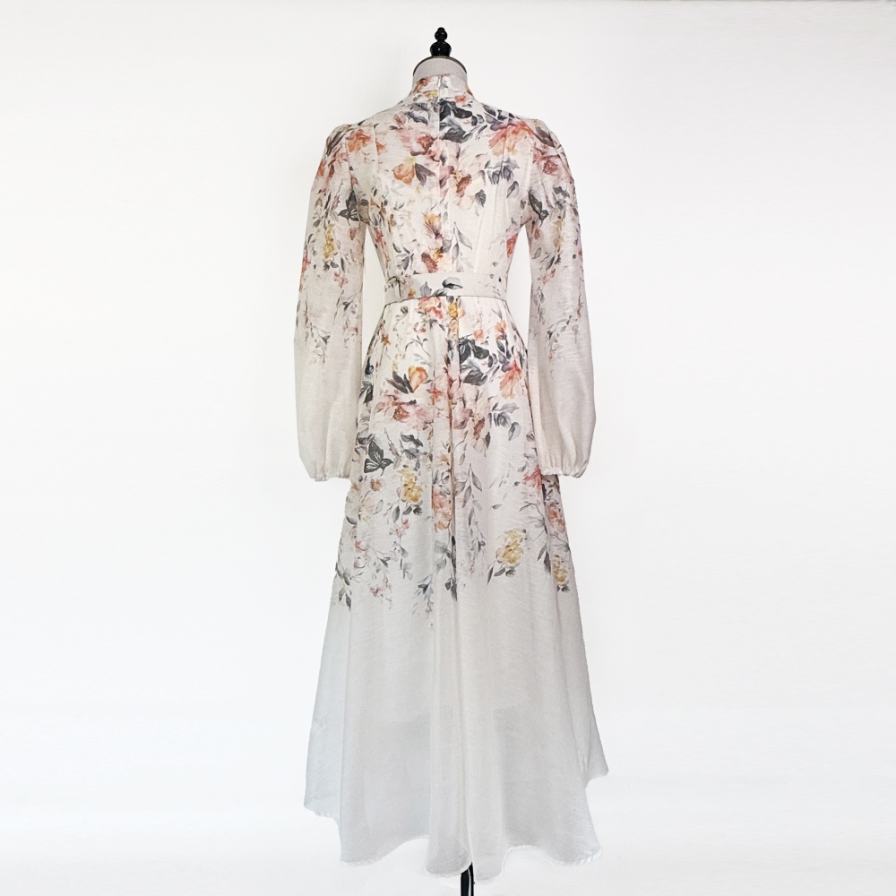 Big skirt France style dress cstand collar summer long dress