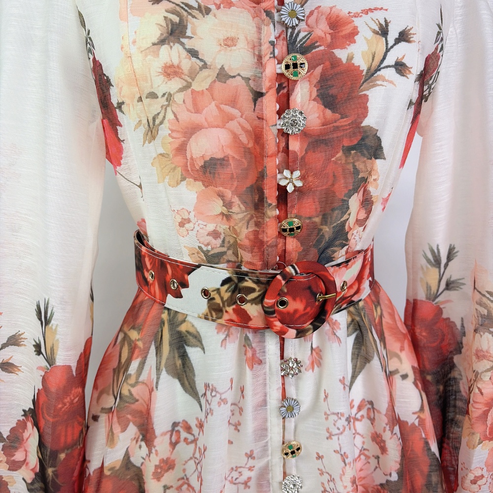 Big skirt France style dress cstand collar summer long dress