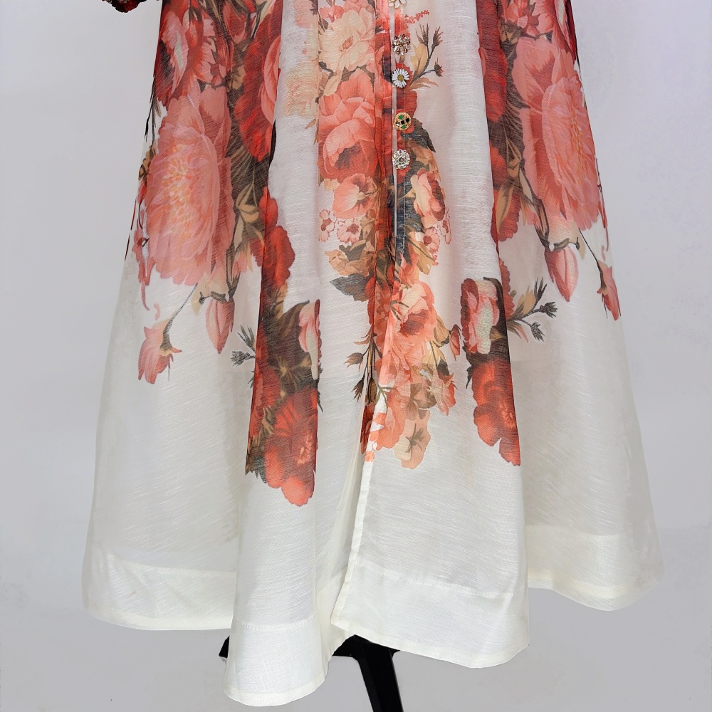 Big skirt France style dress cstand collar summer long dress