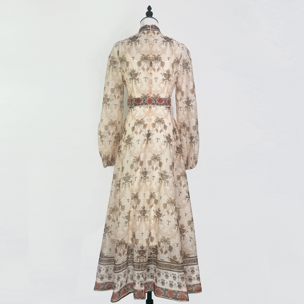 Big skirt France style dress cstand collar summer long dress