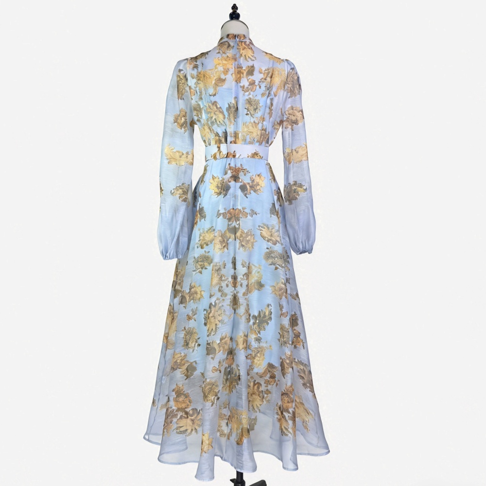 Big skirt France style dress cstand collar summer long dress