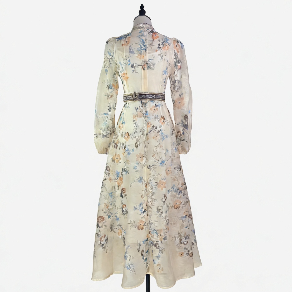 Big skirt France style dress cstand collar summer long dress