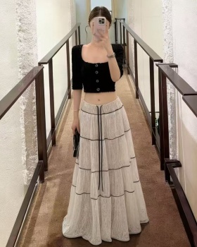 Short sleeve long skirt lace coat 2pcs set for women